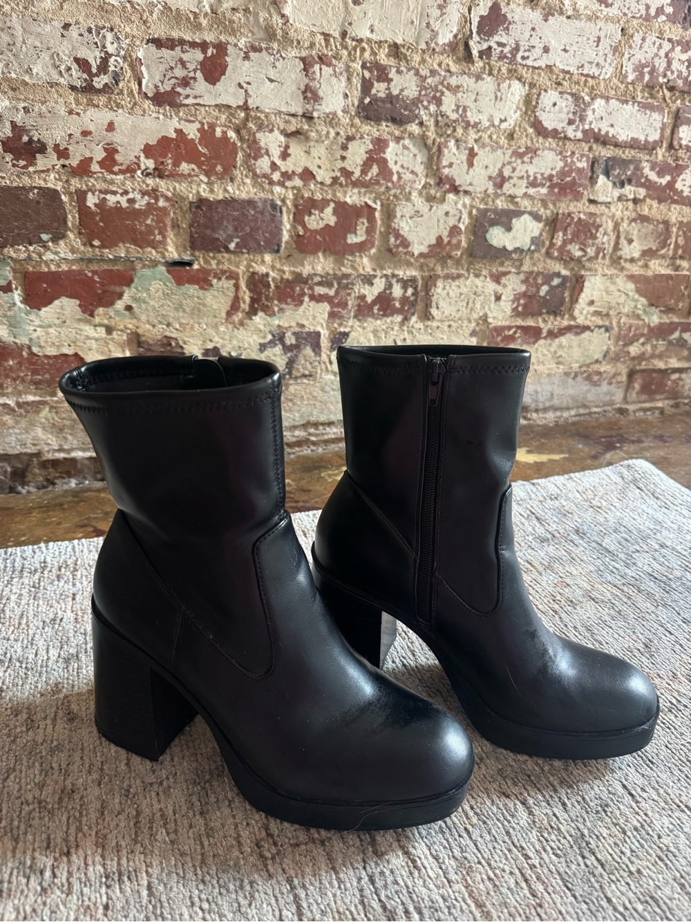 Women’s Black Platform Block Heel Ankle Boots